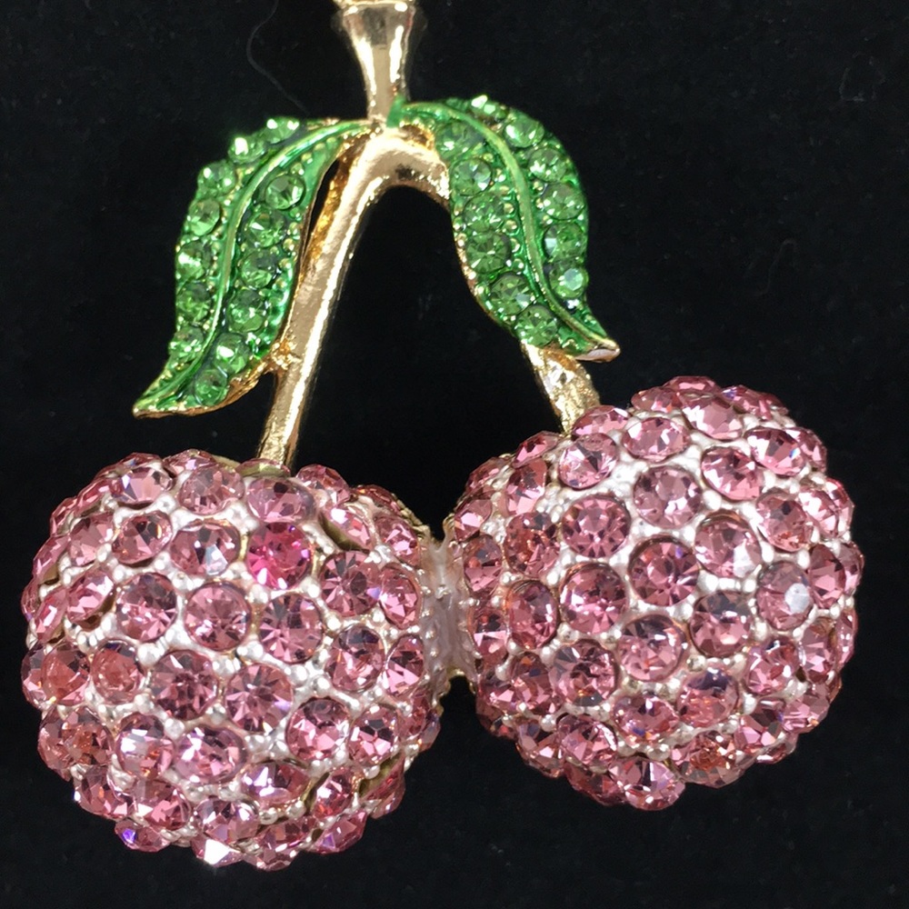 NEW! NWT! Pink Cherries Sparkle Keychain!